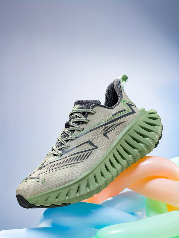 Men'S Lightweight Breathable Running Shoes - Cushioned Athletic Sneakers with Non-Slip MD/TPR Outsole, All-Season Training Shoes for Gym, Hiking, Jogging - Grey/Green Accents - Lace-Up Closure for Secure Fit - Ideal for Beginners & Advanced Runners, Outdoor Activities, Sporty Design, Durable Construction, Performance Footwear, Active Lifestyle