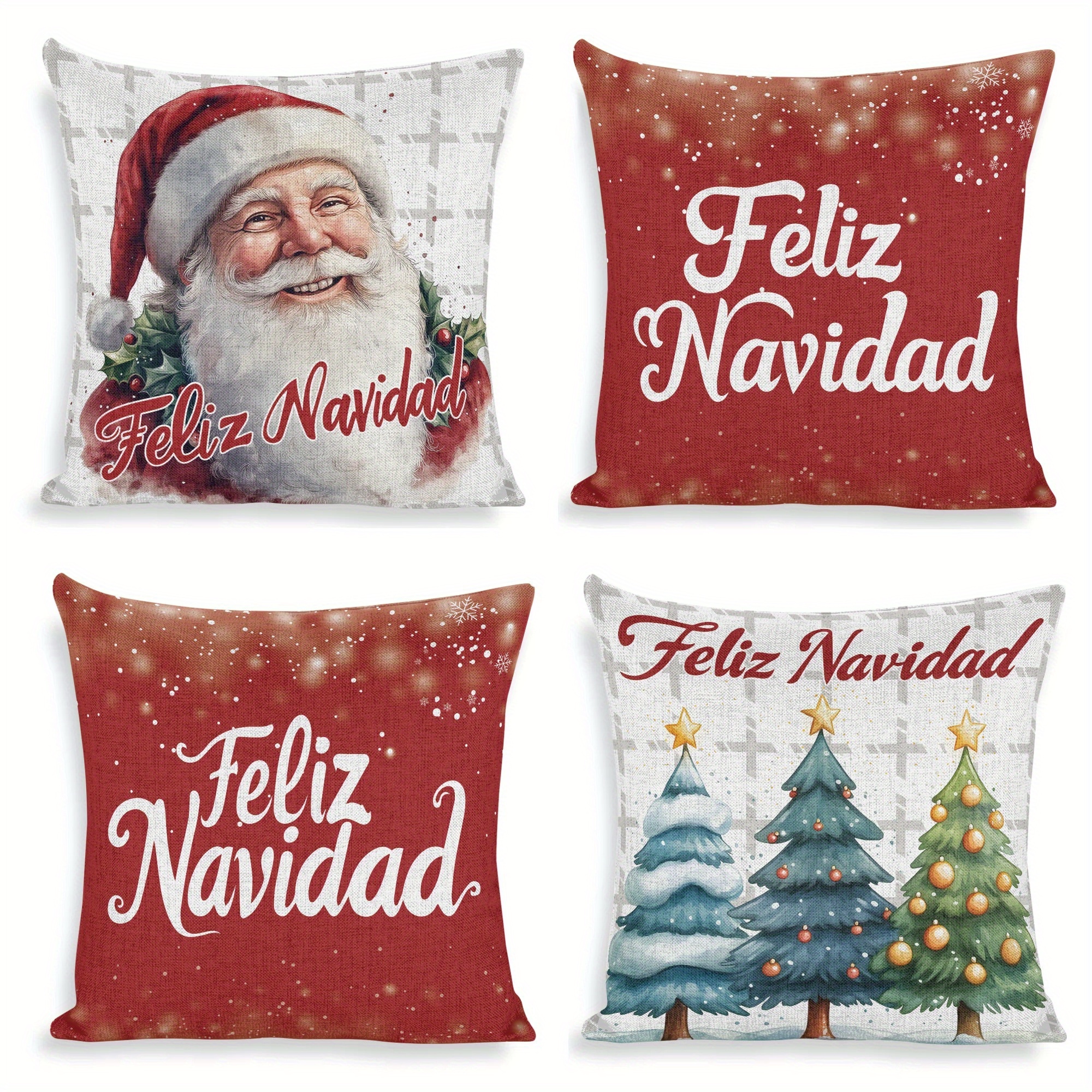 

4- Spanish " Navidad" , Polyester Decorative , 18x18 , & Christmas For Sofa Bed Decor, , For