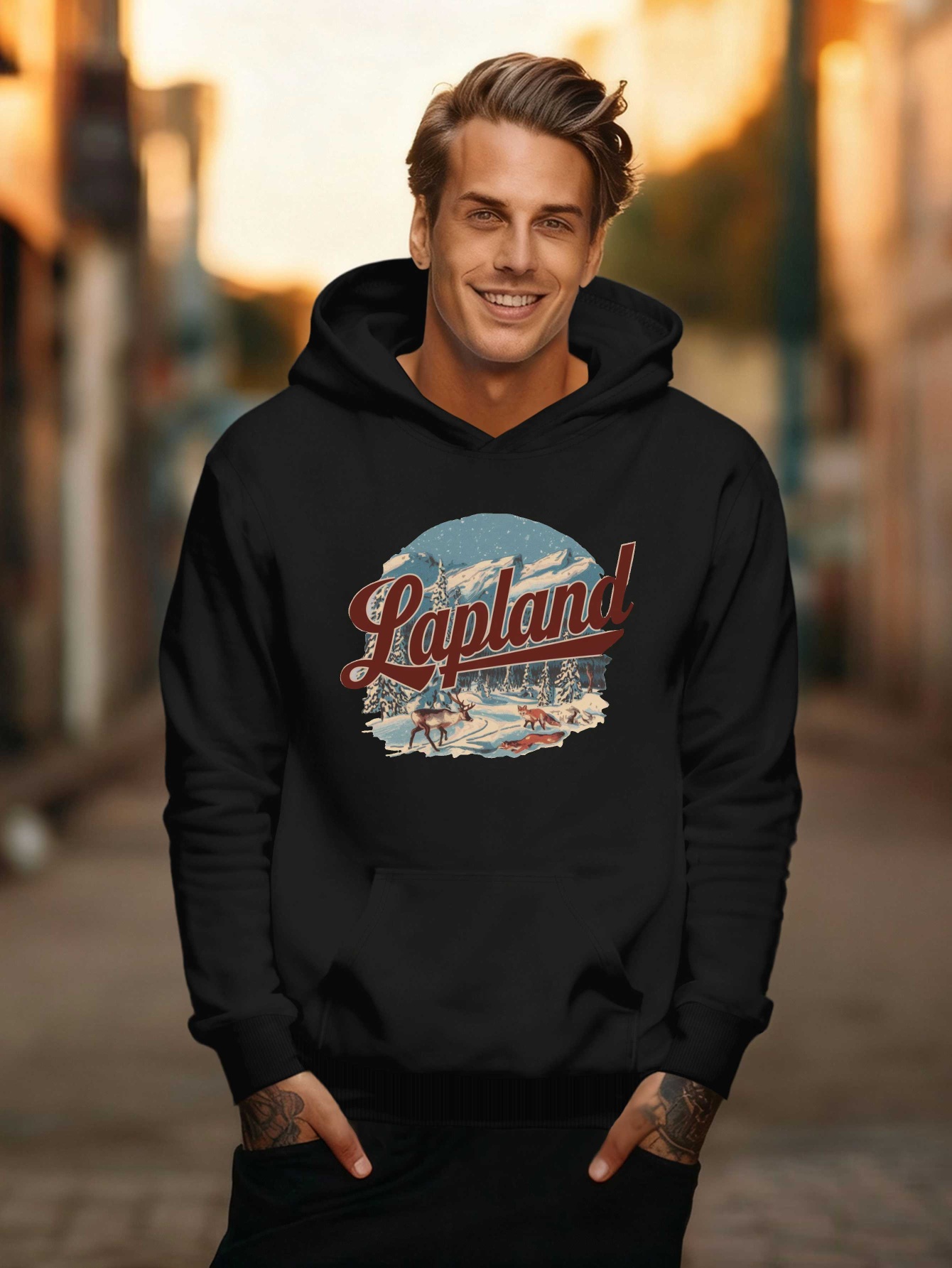 item picture vintage   winter animals mens hoodies