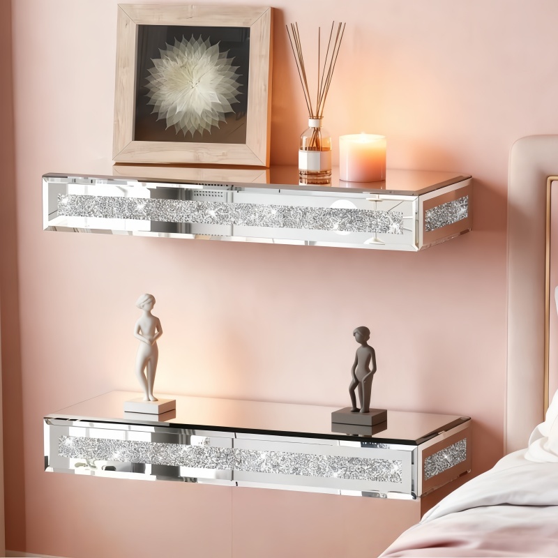 E-shop [Hängende Regale] 2 Stück Schiebedielen aus für Wand, stilvolle hängende Wandregale für Pflanzen, Trophäen und Bilderrahmen, spiegelnde