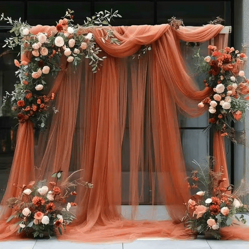 TEMU A Roll Of Craft Fabric Measuring 649.61 Inches In Length And 29.53 Inches In Width. Elegant Rust-red Tulle, Suitable For Wedding Party