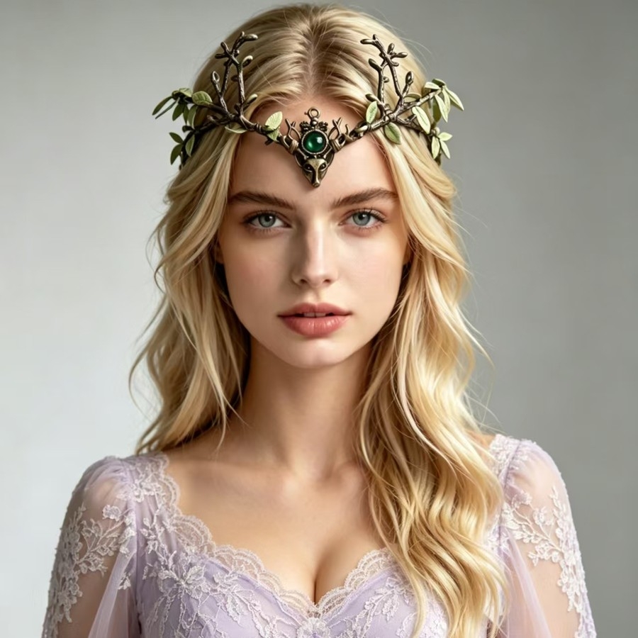 TEMU Couronne de Elf des Forêts Motif de Fantaisie Fée Accessoire de costume sur le thème de la coiffure