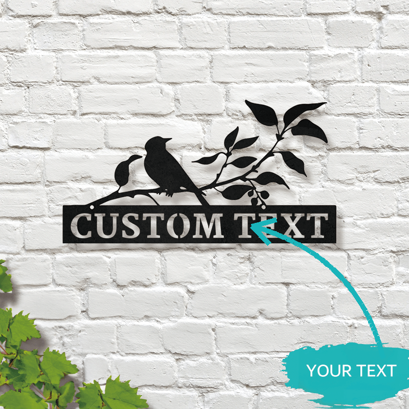 TEMU Customizable Metal Address Sign With Bird Silhouette, Wall Hanging Decorative Plaque, Multipurpose Indoor Home Sculpture, With No Electricity