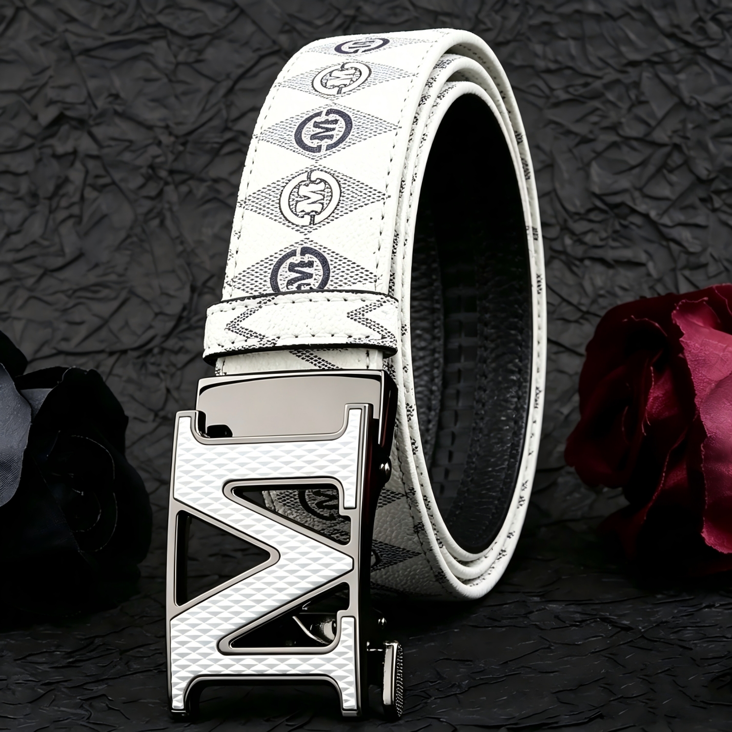 Adjustable Stylish Metal Men Belt For Women Printed Letter M - Fashion Daily Decoration Jeans Belt - Fashion Letter M Perfect Accessory For Business And Casual Accessories