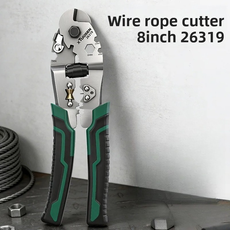 TEMU 8 Inch Carbon Steel Rope Cutter Wire Rope Shear With Spring Loaded Handle For Wire Rope And Cable Cutting Up To 6mm Y5gb