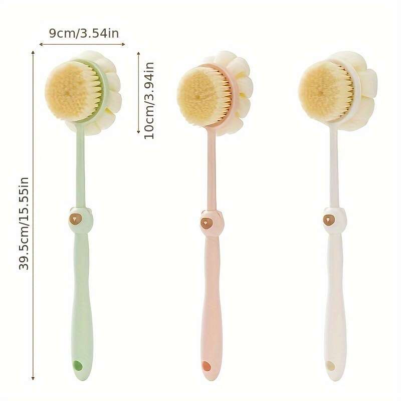 2 in 1 shower brush 2 in 1 long handle shower brush loofah bristle back scrubber for light beige exfoliation gentle massage suitable for men women Product details 2