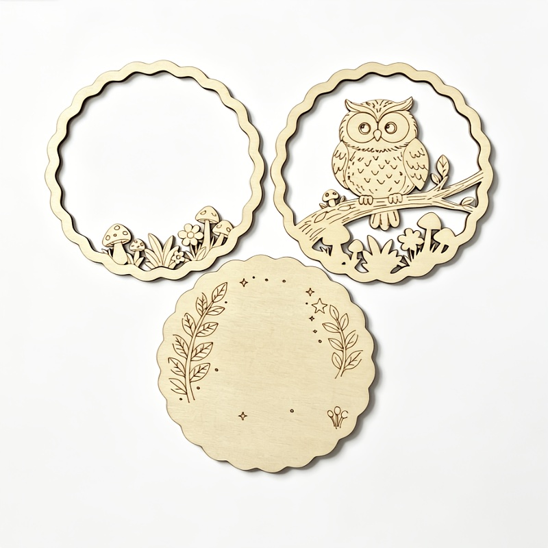 TEMU Plat 2D, un cadeau plat 2D imprimé adapté à toutes , 1 lot d'ornements décoratifs en bois peints à , superposés, style pastoral, motif , panneau