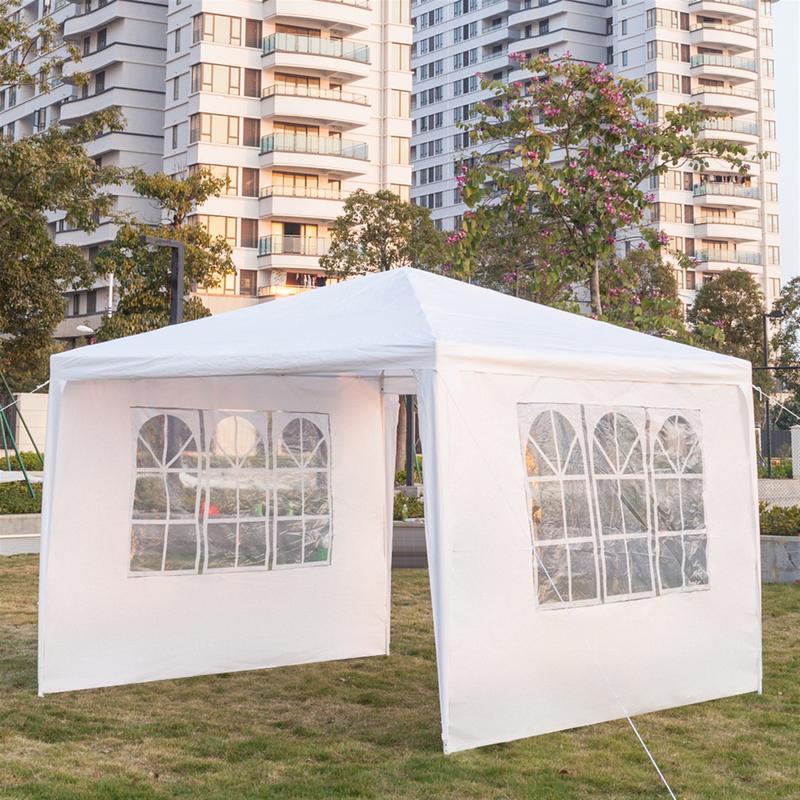 118.11*118.11inch 3-sided outdoor party tent, pergola, convenient awning, beach awning, PE cloth, plastic-sprayed iron pipe, spiral pipe, UV protection, easy to install, suitable for beach, backyard, camping picnic, barbecue, RV lawn, pool rest