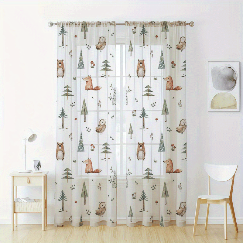 TEMU 2 Pieces Of Window Screens Featuring Forest Animals Like And A Bear Are Perfect For Decorating Your Bedroom, Living Room, Kitchen, Balcony,