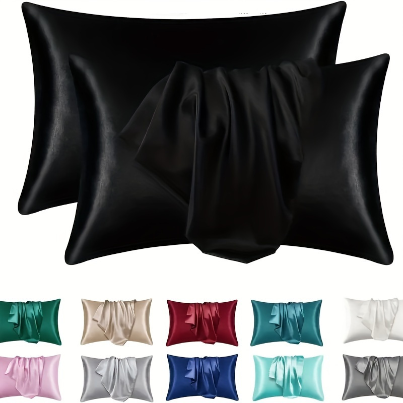 1pc luxury satin pillowcase soft breathable   solid color with envelope closure machine washable   home bedding details 0