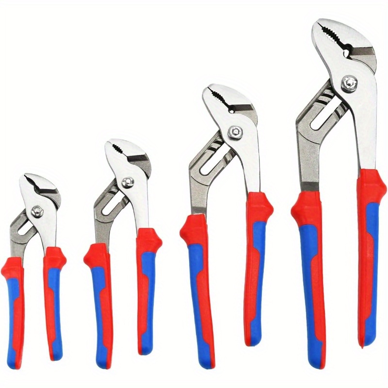 Temu – TEMU 4pcs Joint Pliers Set, 12/ 10/ 8/ 6 Inch Adjustable Pliers Set Water Pump Pliers Tongue And Pliers Plumbing Pliers For & Basic Repair (blue Red)