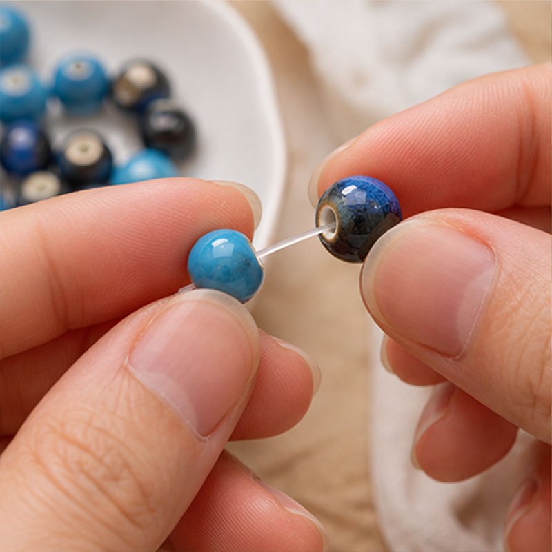 50pcs Handmade Ceramic Porcelain Beads for Crafting