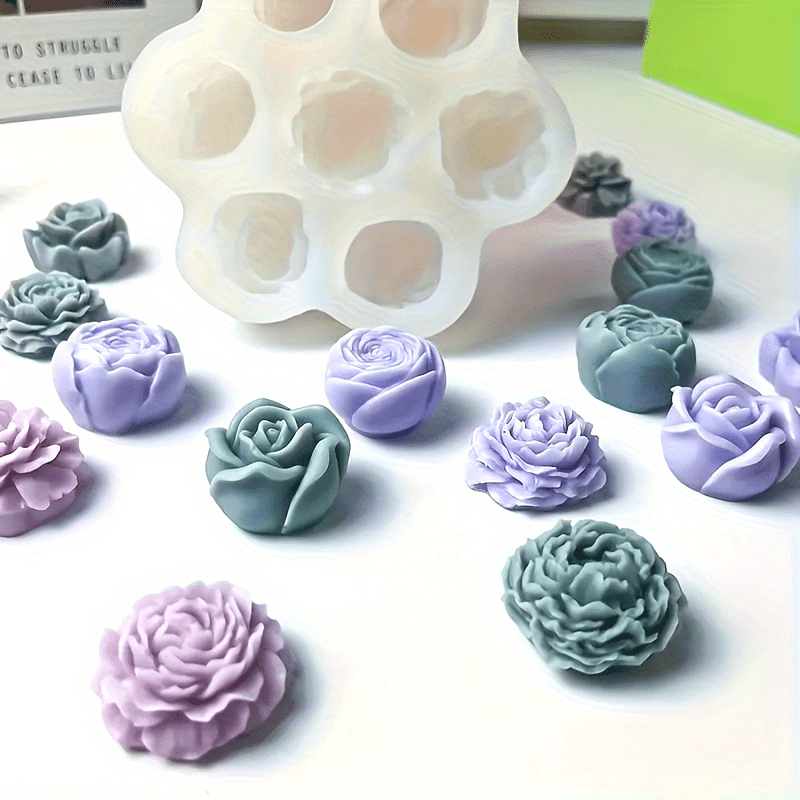 

1pc 3d Silicone Mold, 7-cavity Diy Craft, Soap Making, Candle Crafting Mold - Floral Silicone Mold For