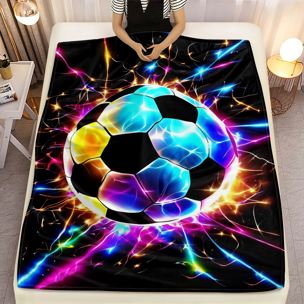 TEMU 1 Stück Farbiges HD-bedrucktes Leichtes Flanell-Wurfdecke. Geschenk für Erwachsene, Familie oder Freunde – Polyester Ganzjahresdecke für Sofa,