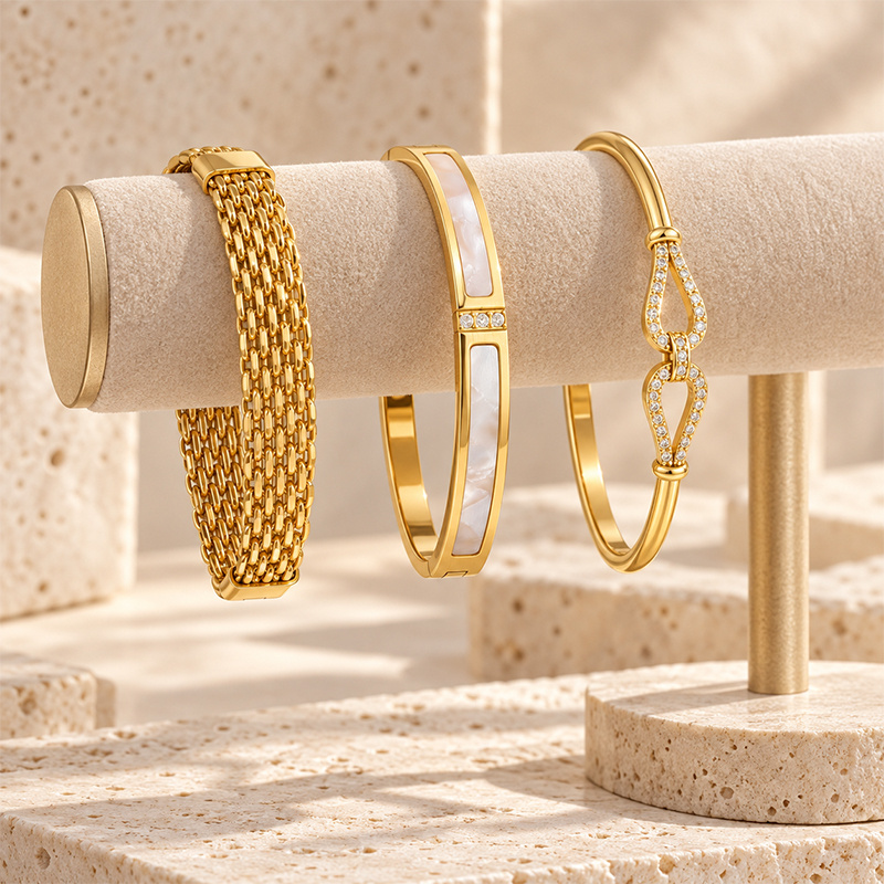 Textured Wrist Stack Bracelet Set, Mixed Textures