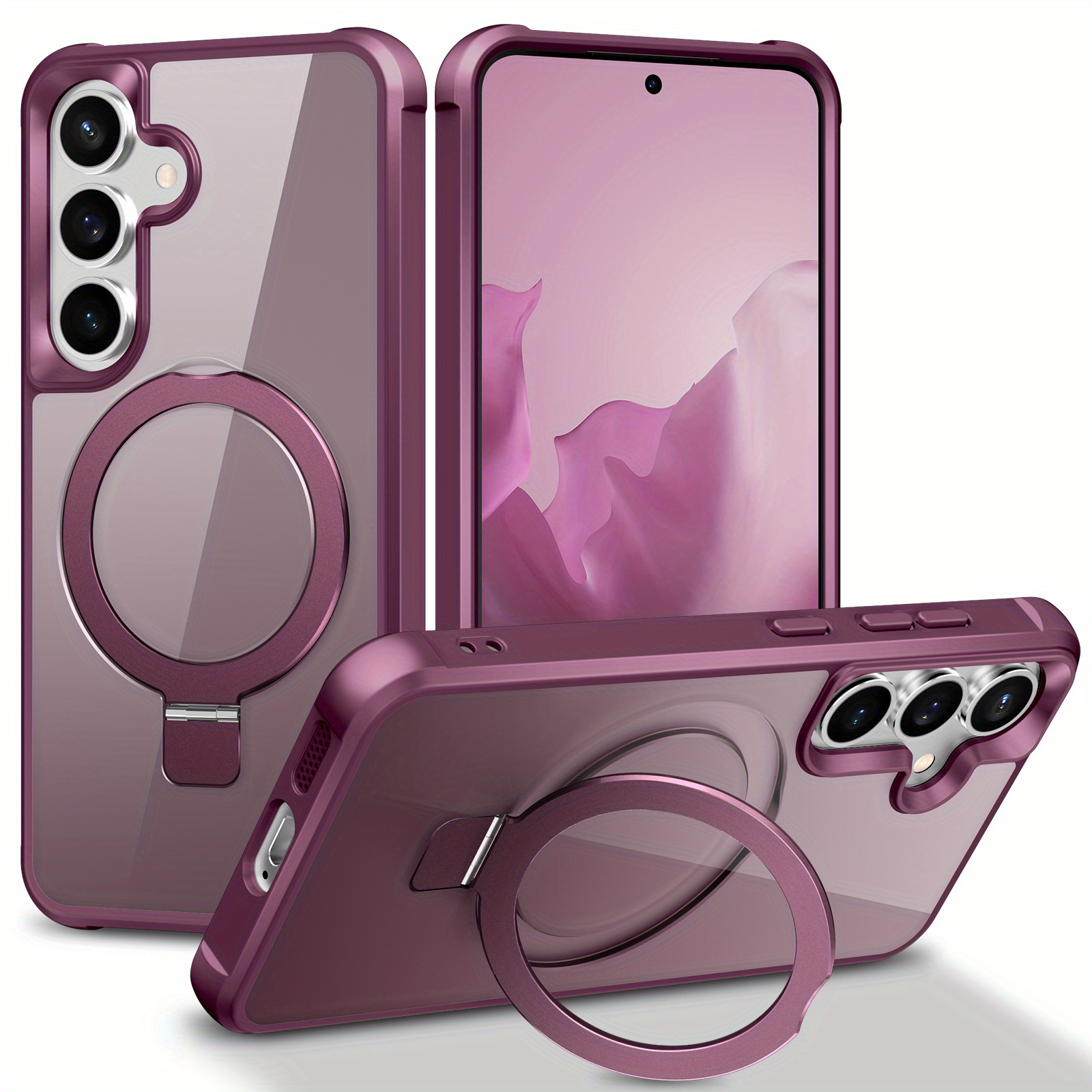 E-shop Handyhülle: Magnetisch für Galaxy S25 Ultra/S24 Ultra/S25/S24 Plus Max Hülle [Magnetkompatibel] mit Ständer, Sturzschutz, Stoßfest, Transparente
