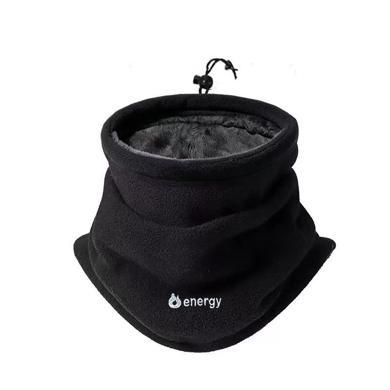 TEMU Upgraded Embroidered Thickened Fleece-lined Scarf - Gaiter, Warm Scarf And Hat In One, Unisex Winter For Outdoor Activities, Hiking, Cycling,