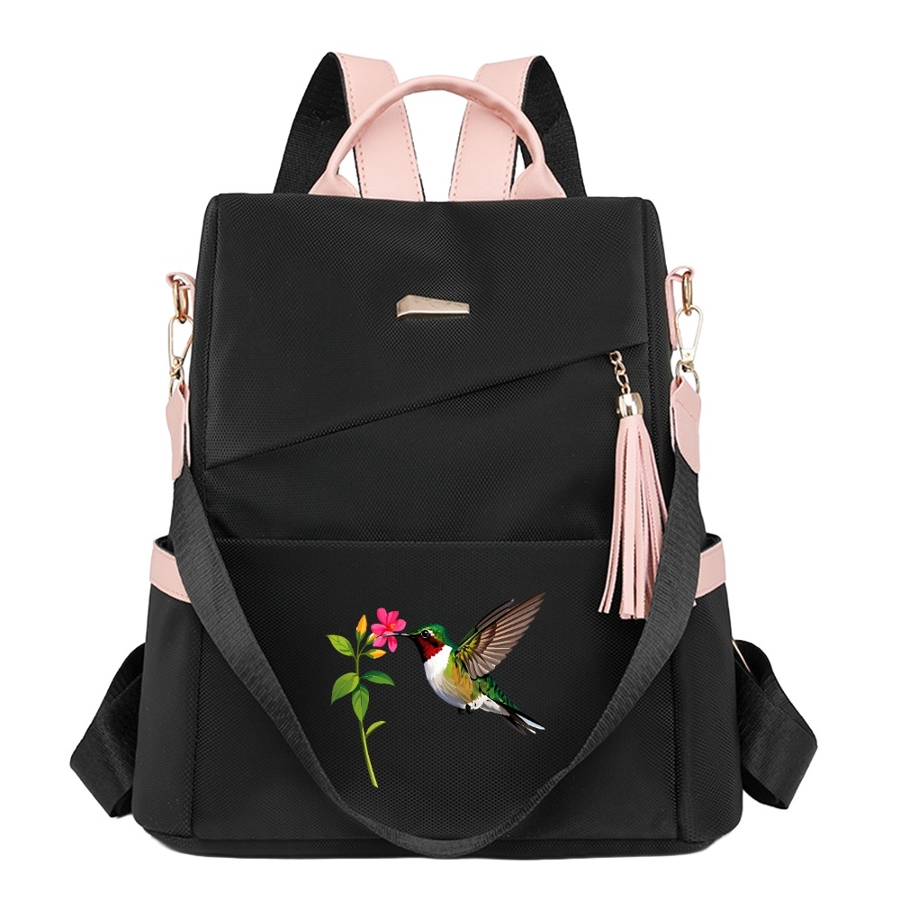 TEMU Hummingbird Collecting Anti-theft Design Women's Backpack Bag Fashion Contrast Outing Casual Fashion Casual Bag