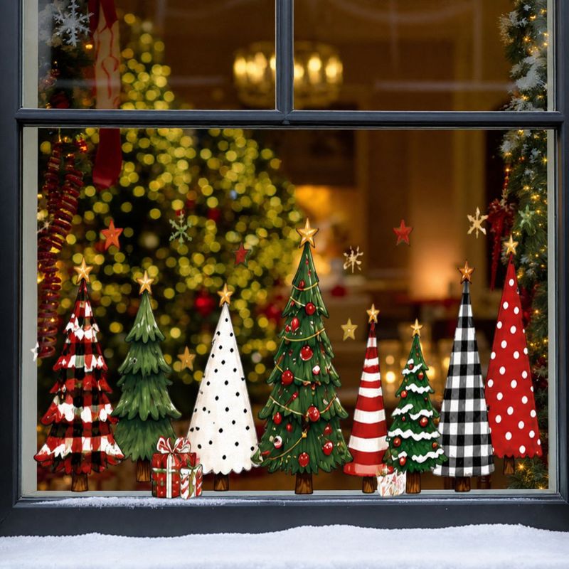 TEMU 1pc 2d Flat Pattern, Christmas Window Stickers Glass Static Cling, Window Decals, Glass Murals, Window Stickers Christmas Polka Dot Static Film