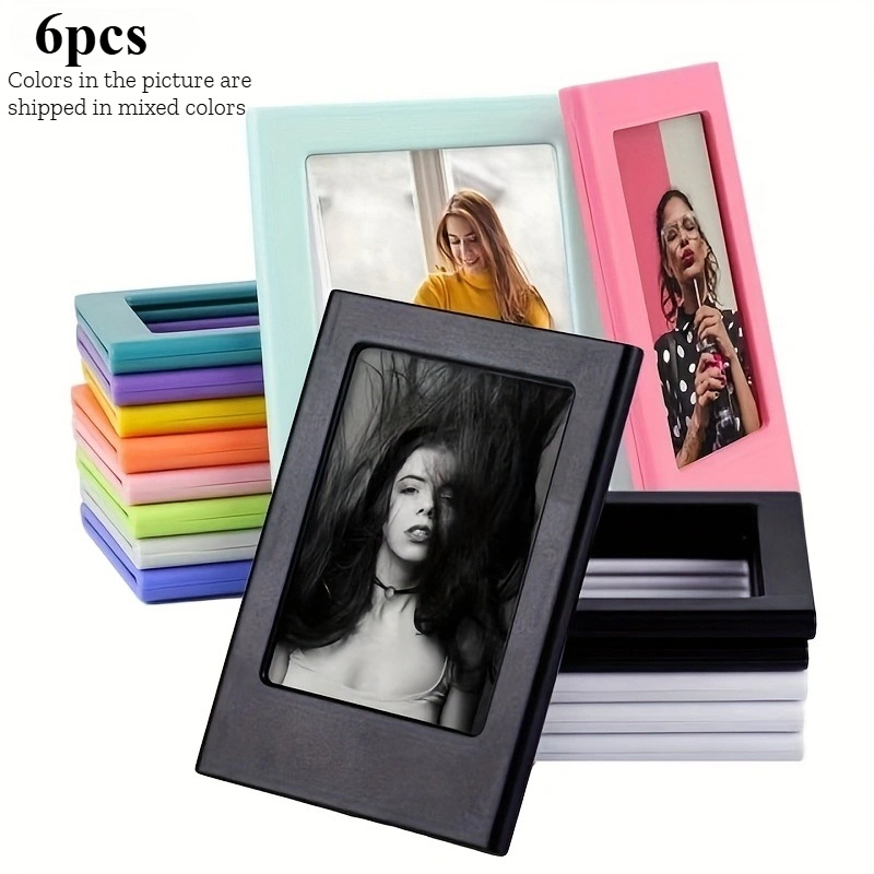 TEMU 6pcs Set Of 3-inch Colorful Magnetic Photo Frames, Refrigerator Magnetic Photo Frames, Suitable For Fuji Instax Negative Film, Photo Display, -