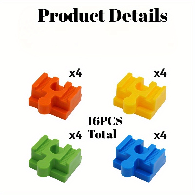 TEMU 16 stuks Kleurrijke Houten Treinbaan Adapters - Verstelbare Du