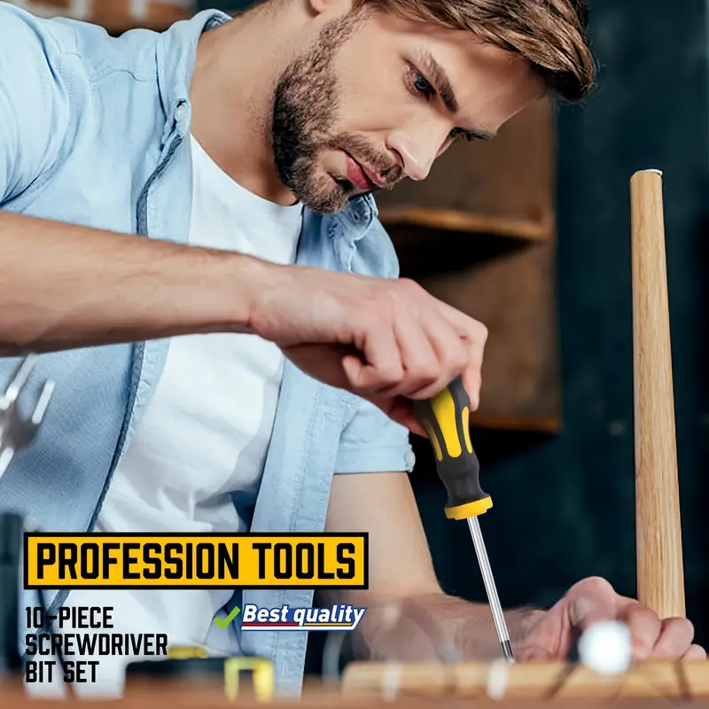 12pcs professional magnetic screwdriver set with 5 phillips 5 slotted tips 2 key screwdrivers ergonomic cushion handle durable steel ideal for electrical carpentry and manual work no screwdrivers for Product details 1