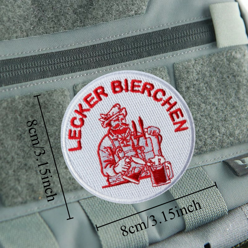 " Bierchen" Embroidered Patch Badge Hook And Loop Backpack Clothing Decorative Accessory Sticker Armband
