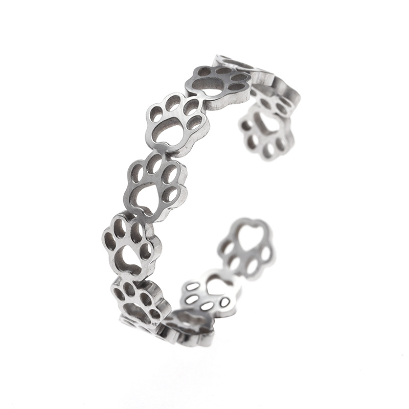 TEMU 1 Anello con di in Acciaio , Design Traforato, Anello Regolabile per Donna, Uso , Regalo di Compleanno per degli Animali Domestici, per Animali
