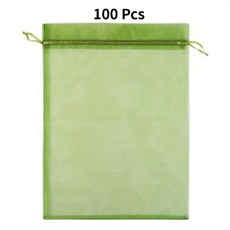 Image of 100pcs And Vegetable Protection Net Bags - Breathable, Reusable, And Durable For , Tomatoes, And Other Fruits - , Washable, And Long-lasting Green Netting Bags