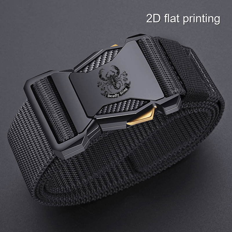 Men'S Scorpion Pattern Automatic Buckle Canvas Belt