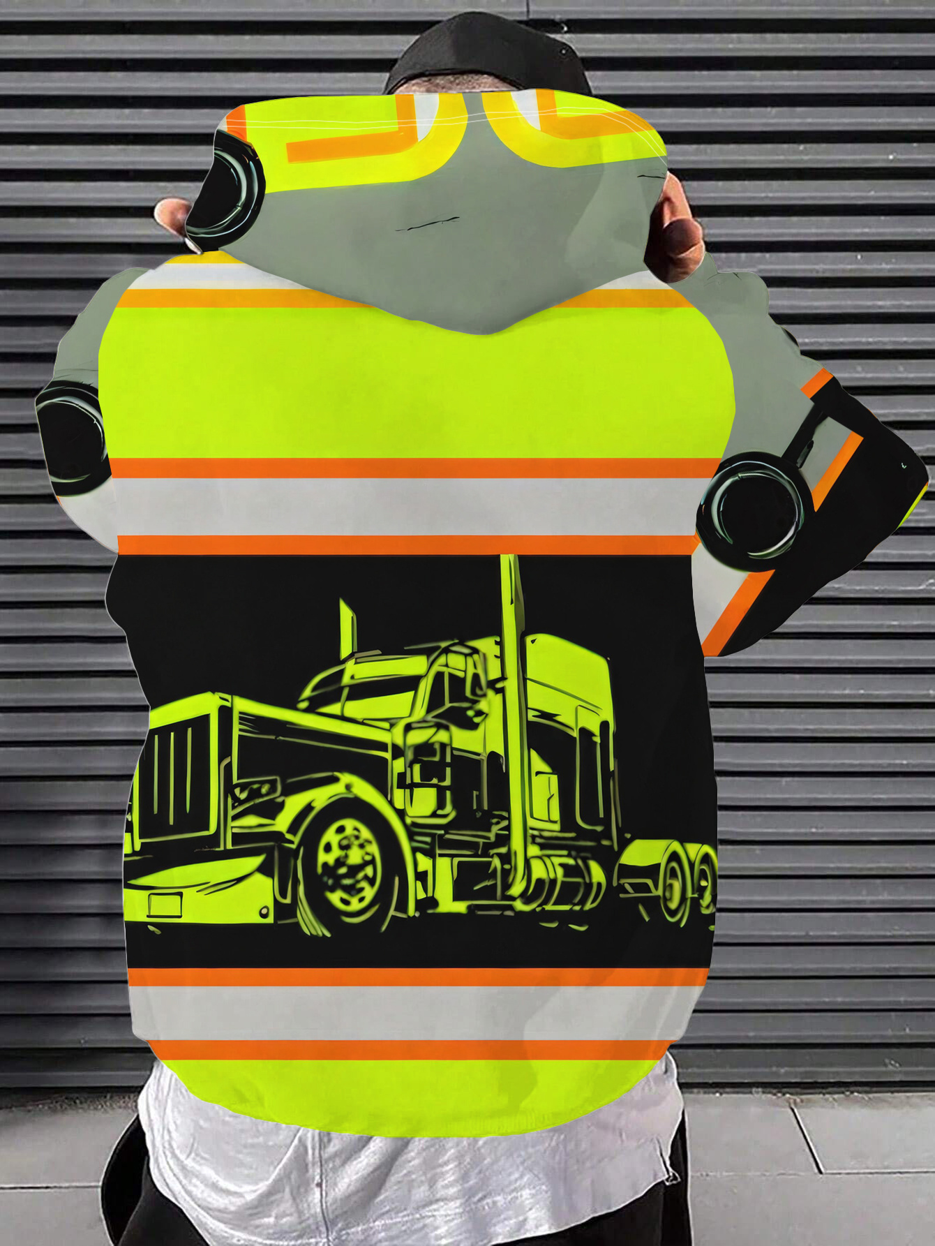 [print design - ei tekstuuria//paljeteet] miesten huppari kangas trendikäs truck print kiristysnyörillinen design rento urheilu nuoriso opiskelija yleiskäyttöinen kevät syksy   toppi, konepestävä, mukava kaikki vuodenaikat, trendikäs, miesten huppari