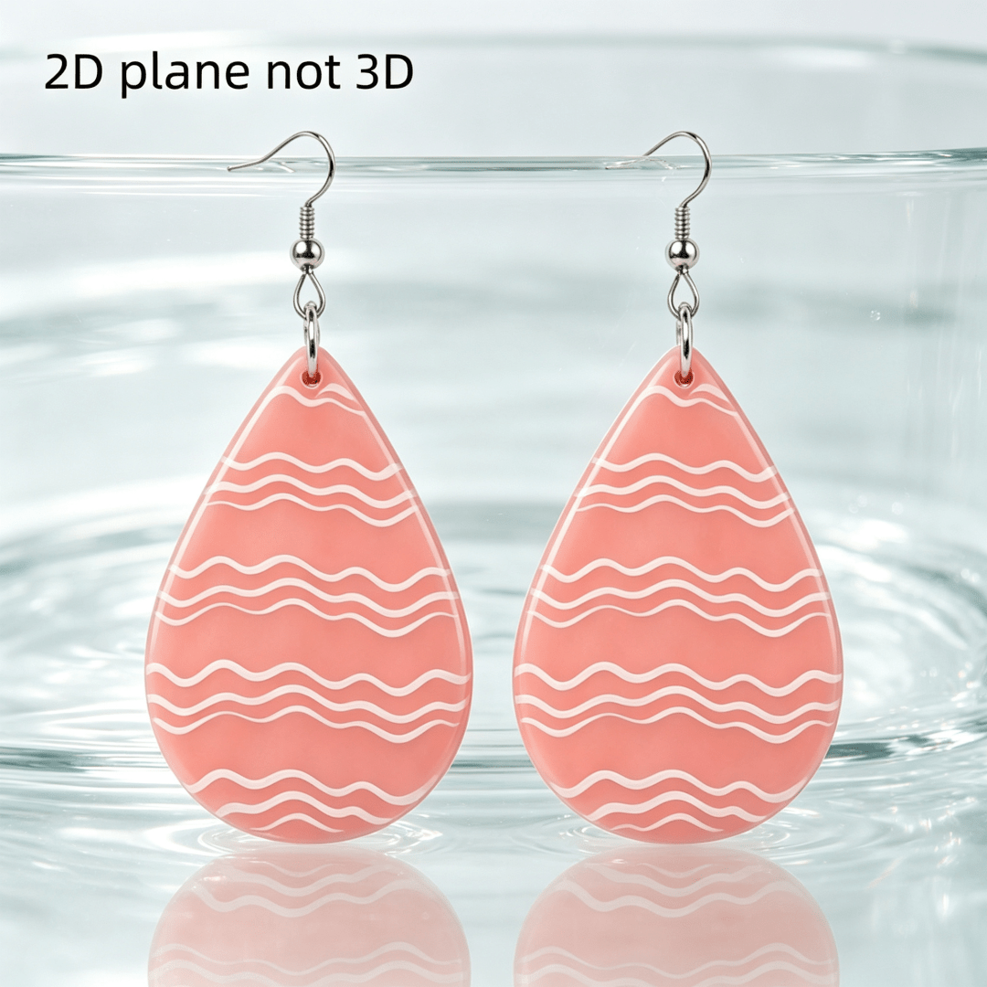 Minimalist Pink Wavy Teardrop Earrings, Acrylic