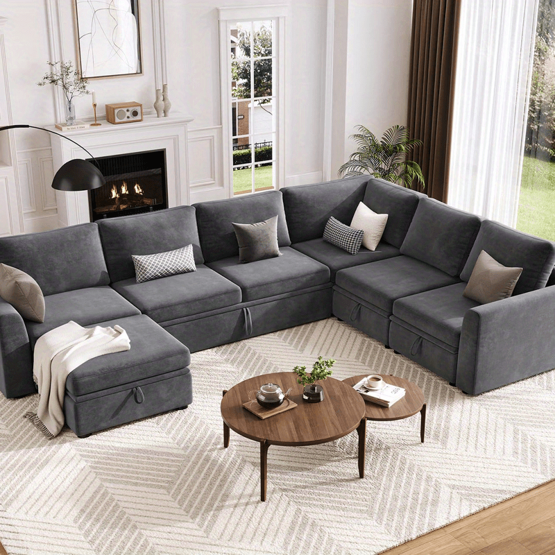 chenille modular sectional sleeper sofa pull bed storage Temu