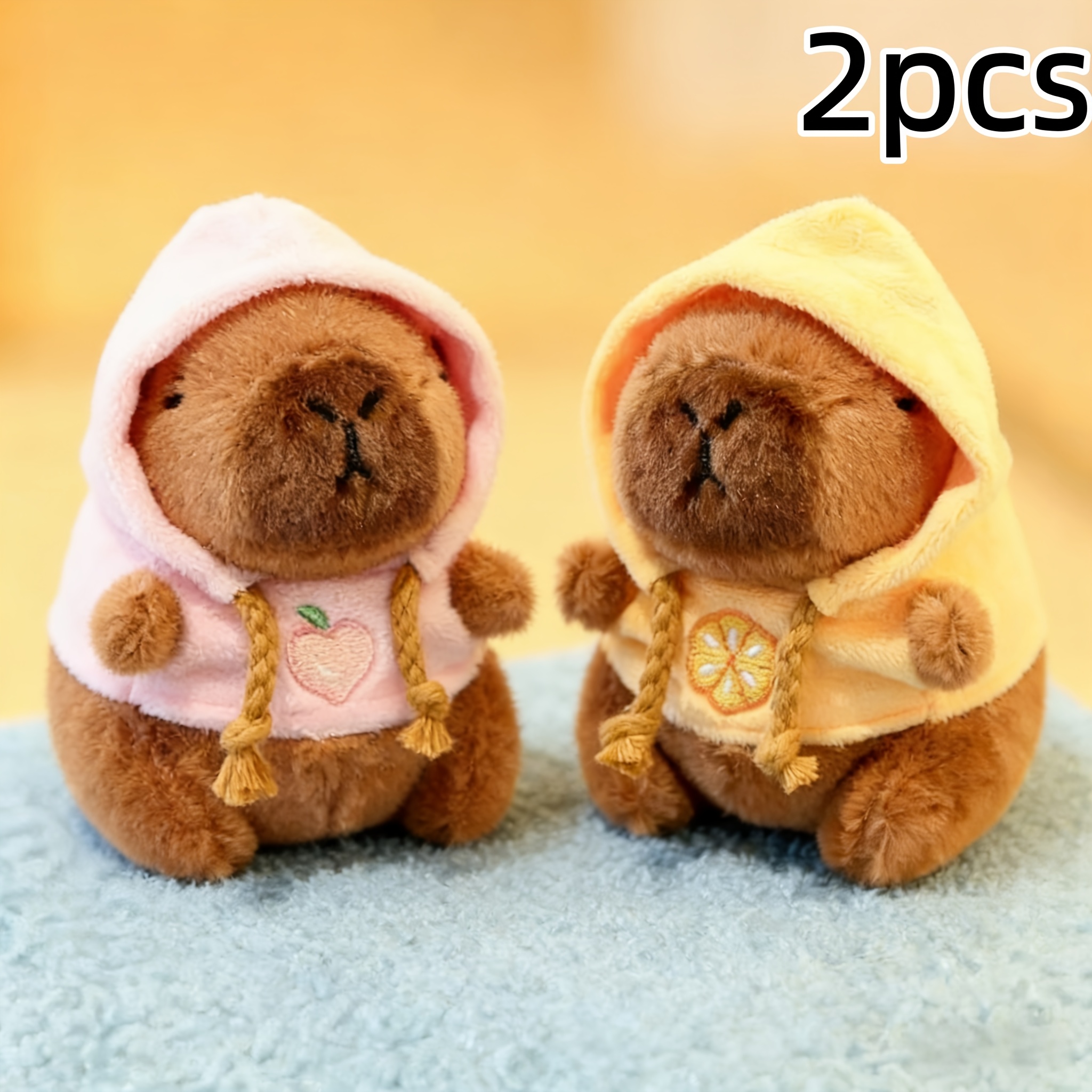 TEMU 2 Capybara Plush Toy Suitable For Breeds & Sizes - Soft Polypropylene Stuffed, Durable Capybara For Small Pets, Safe Chewable Chewable Companion