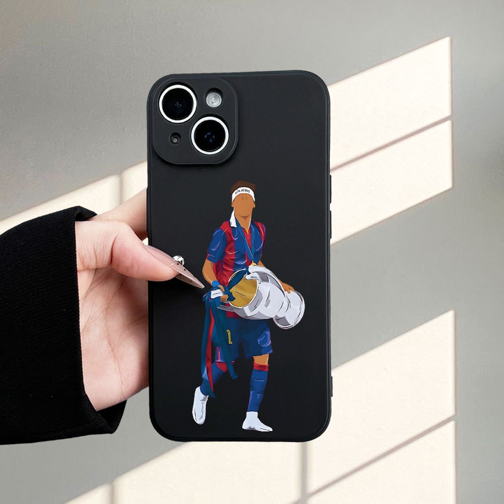 TEMU Hot-selling Athlete Pattern Mobile Phone Case Black High-end Frosted Anti-fingerprint Full Camera Protection Shockproof And Drop-proof Mobile