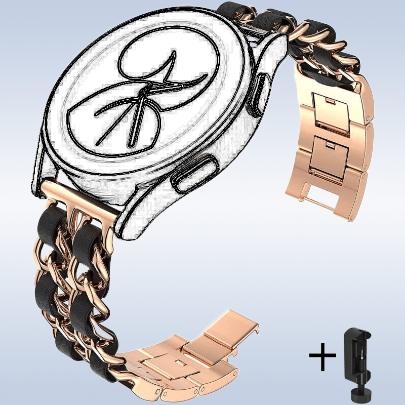 Image of 22/20mm Leather Metal Hybrid Strap+tool For Galaxy Watch 4/5/6/7 Classic& Active 2, Adjustable Bracelet Compatible With For For Galaxy Watch 46mm/42mm& / Pro, Premium Dressy Sporty Bands For Men Women