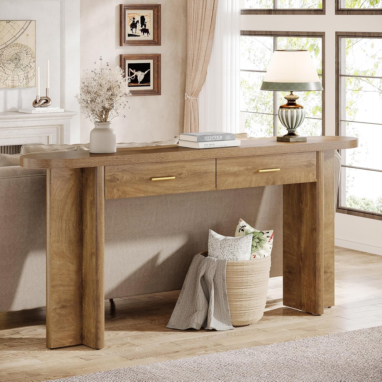 63-inch Console Table With 2-drawer Storage - Rustic Brown Entryway Sofa Table Suitable For Hallway, Living Room, Entry Door - Wood & Mdf With Heavy-duty Top & Drawer Capacity ()
