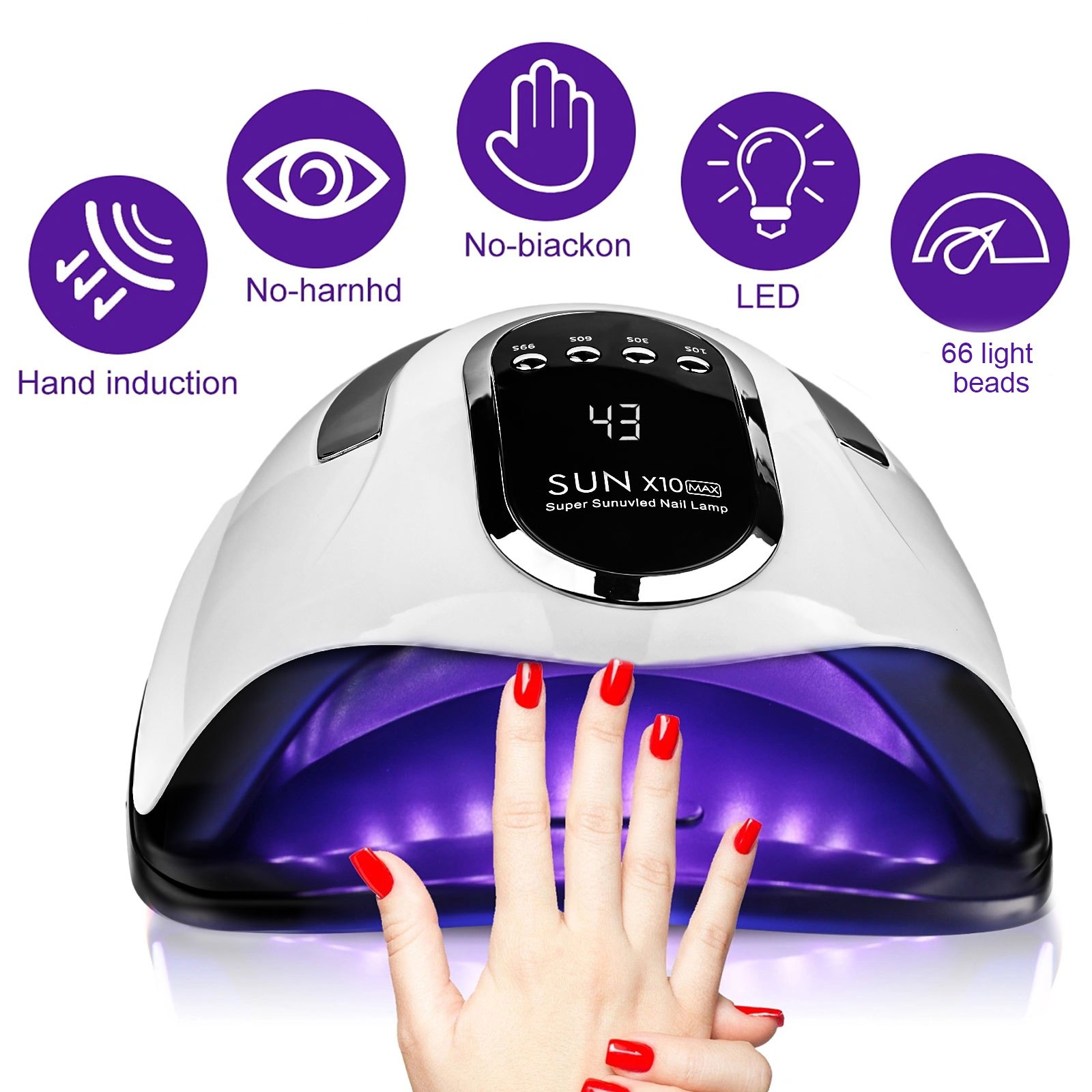 TEMU Professional Led Nail Lamp Featuring An Automatic Sensor And Lcd Timer - Quickly Cures Gel In 4 Timing Settings (10s/30s/60s/99s), Usb-powered
