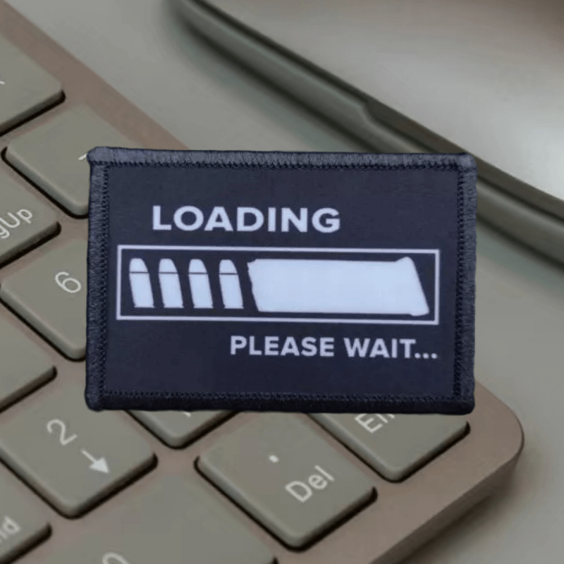 Poster, " While Loading..." Printed Material, Ideal For Vests, Jackets, Backpacks, Jeans, And More