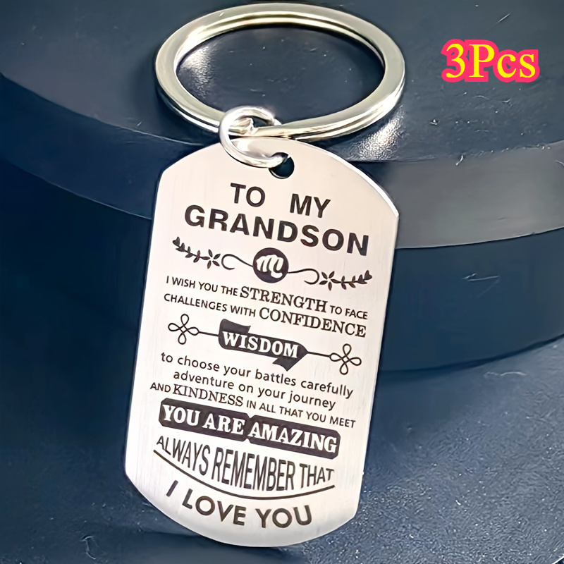 

3-pack Inspirational Stainless Steel Keychains For , Engraved Metal Key Rings With Encouraging Messages, Perfect Birthday, Graduation, Christmas Gift From Grandparents