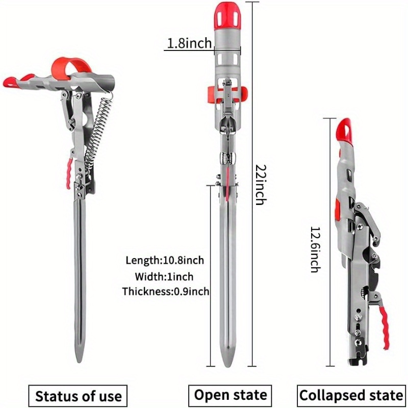 TEMU Automatic Spring Fishing Rod Holder For Ground Bank Fishing Pole Holder Hook Setter Adjustable Stainless Steel Spring Loaded Rod Holder For Fishing