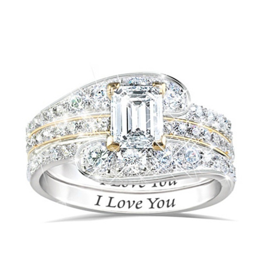 TEMU Trend Rings, Featuring Micro-inlaid Synthetic Zirconia, 3pcs Set Design, Suitable For Daily Wear Or Special Occasions, Simple Yet Exquisite,