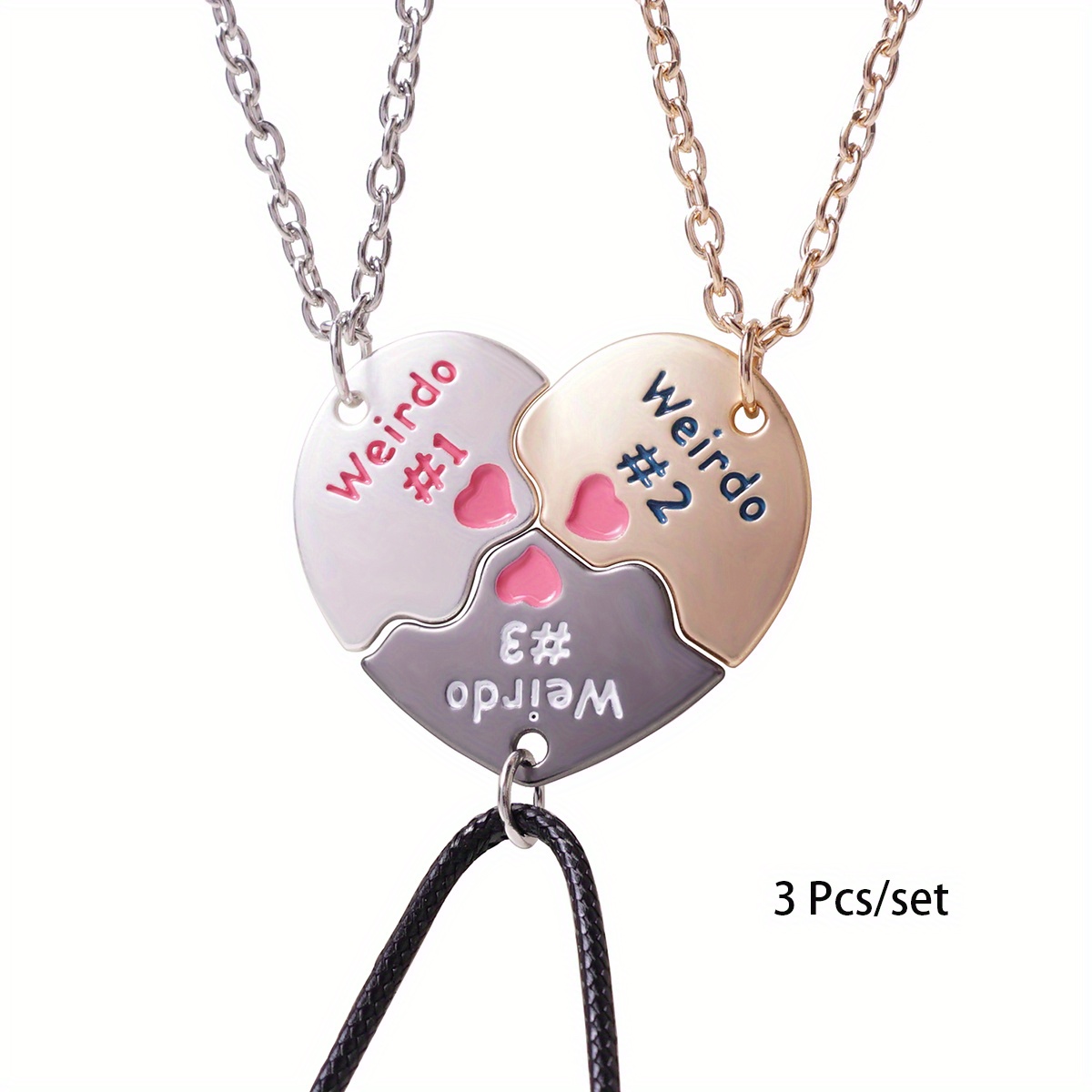 TEMU 3pcs Forever Heart Pendant Necklace For Women - Adjustable Love Heart Bff Necklace Party Jewelry Gift For , Valentine's Day And Christmas, Bff
