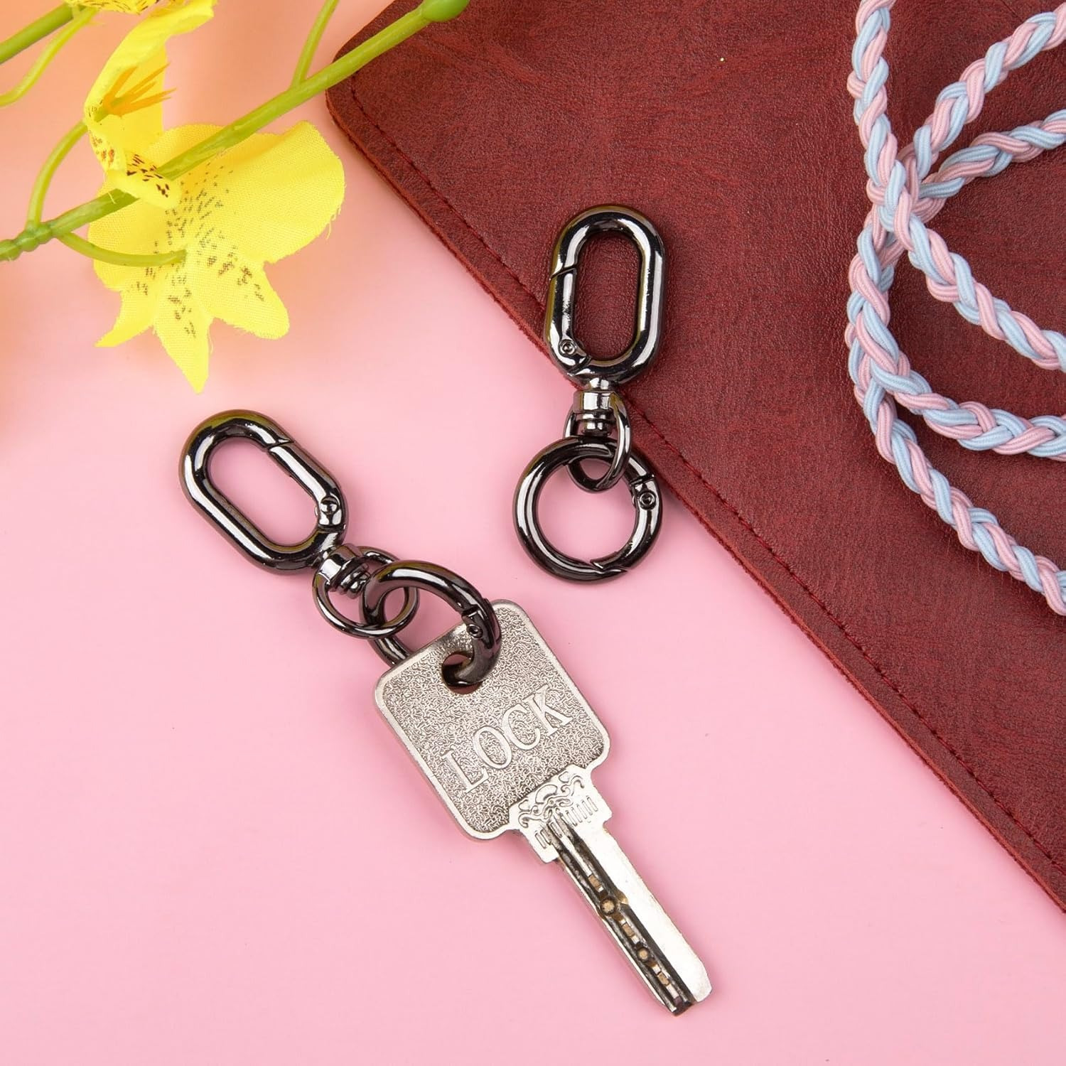 godonlyknows key chain key ring ストラップ 2pcs double opening swivel clasp clips metal swivel spring - Temu