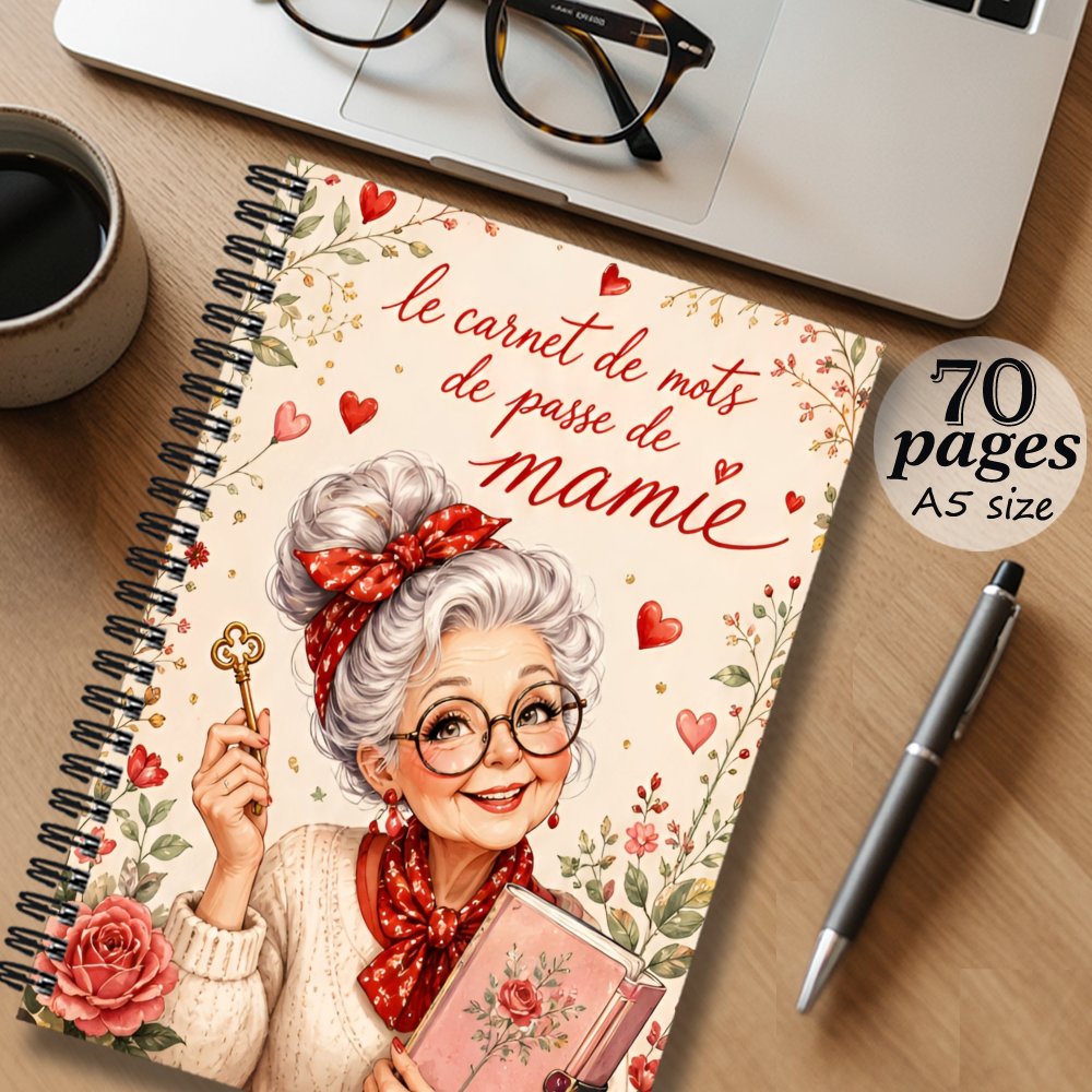 TEMU Carnet de de passe français, 1 pièce, 5,71×8,27 pouces : un joli carnet de de passe sur le thème de Mamie avec un joli motif floral sur la