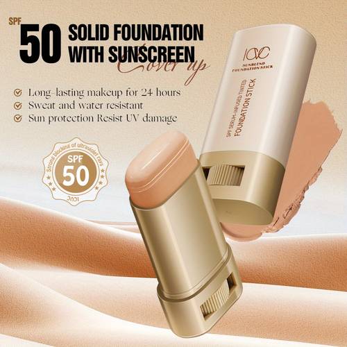 sunscreen foundation stick spf50 full coverage concealer with waterproof and long lasting for hiding dark circles blemishes