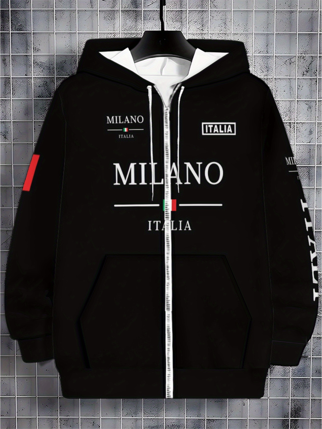 Hoodie for Living Room Wear | Black Color, Durable and Lightweight, Featuring Green Stripe Design on Sleeve, Ideal for Casual Home Use and Daily Activities, Comfortable Fit for Men and Women, Regular Fit, Zip Up Closure