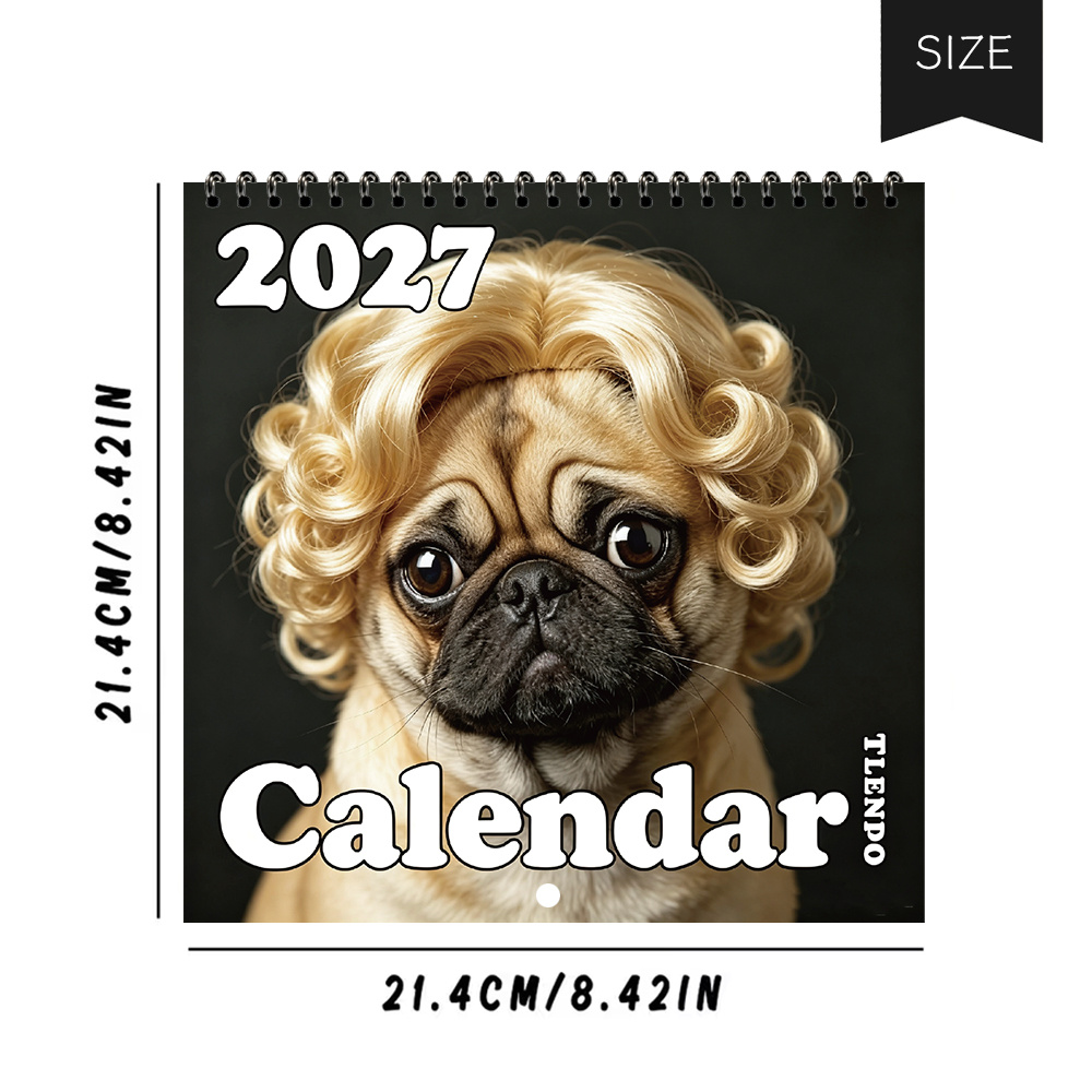 TEMU 1pc, , Creative Hairstyle Realistic Wall Calendar. Fun Beauty Styling Dog Paper Wall Calendar. Diy Wall Calendar, Indoor Decoration, Room Decor,