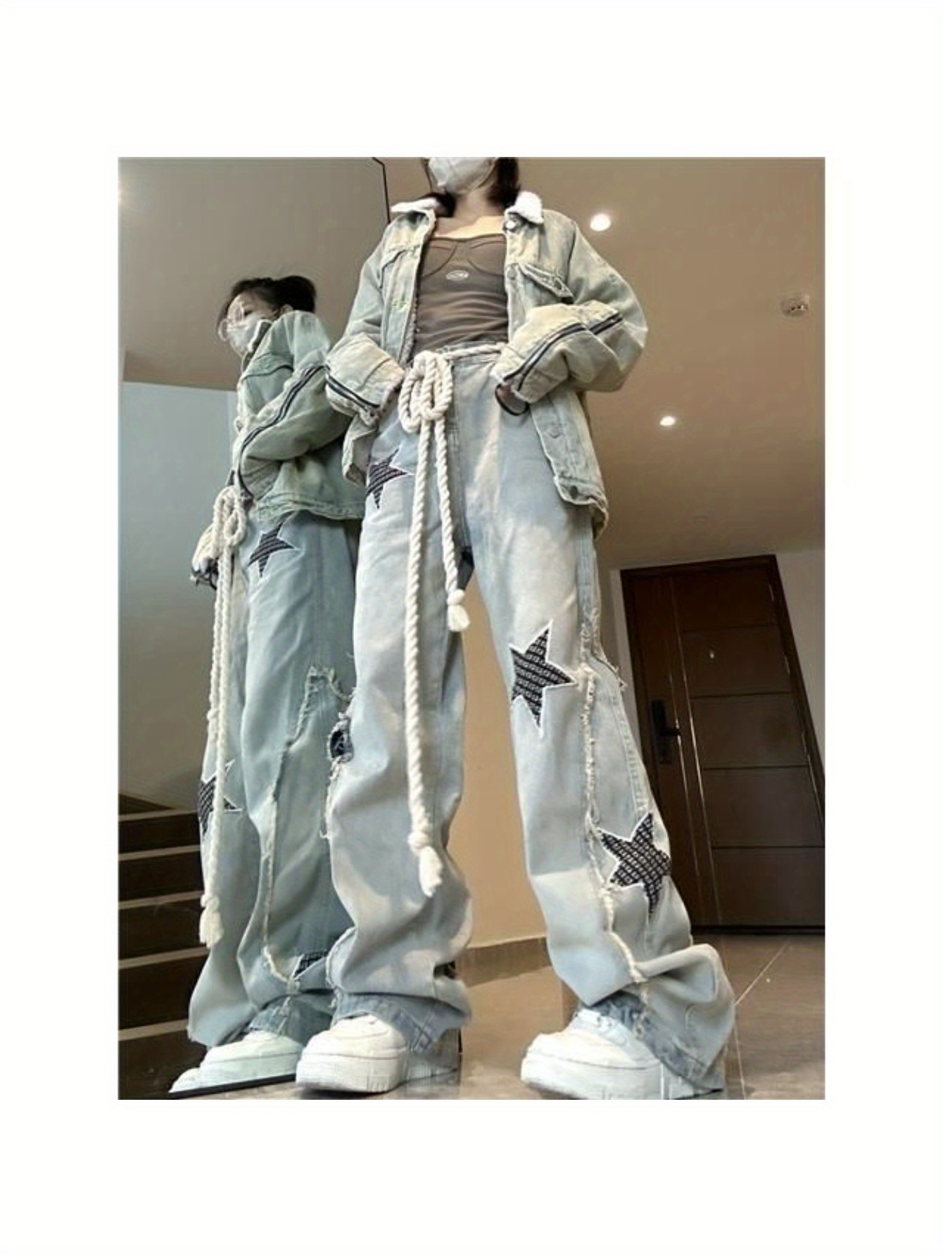 black jeans with stars sold on Temu United States