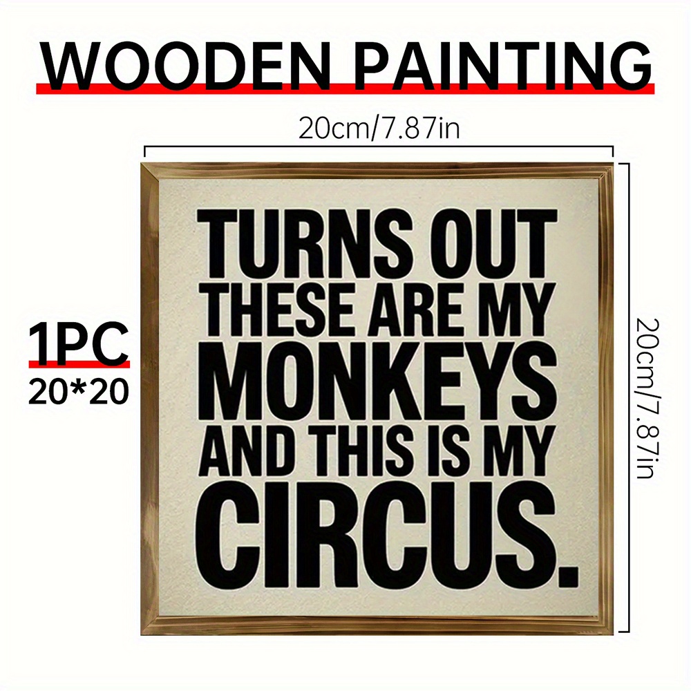 2d Flat - 2d Graphic Decorative Signs & Plaques | 8x8 Wooden Logo - "so Are My Monkeys" Framed Wall Decorations - Beige & Black Farmhouse Decor, Home Decor, Fall Decor, , Durable Wood